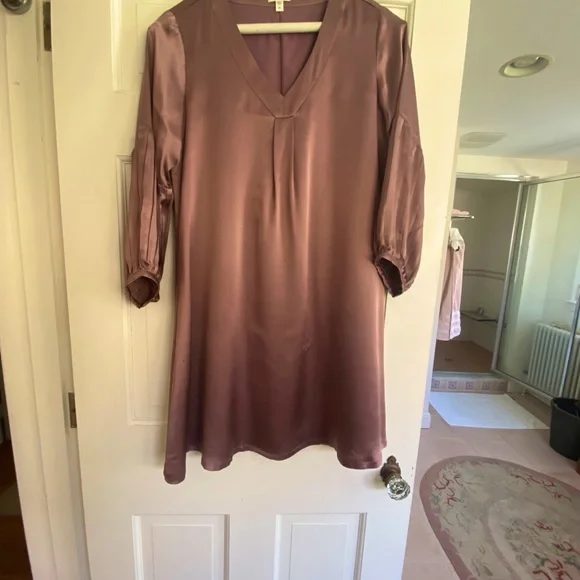 Garnet Hill rose-colored silk dress, sz 4 NWT - Picture 11 of 14